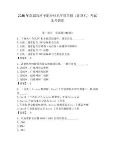 2026年新疆石河子職業技術學院單招（計算機）考試備考題庫及答案1套
