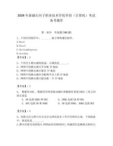 2026年新疆石河子職業技術學院單招（計算機）考試備考題庫（模擬題）