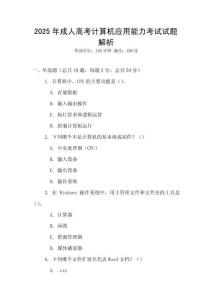 2025年成人高考計算機應用能力考試試題解析