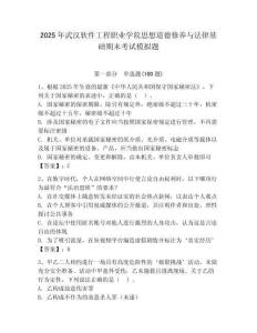 2025年武汉软件工程职业学院思想道德修养与法律基础期末考试模拟题含答案（夺分金卷）