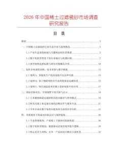 2026年中國稀土過濾瓷砂市場調查研究報告