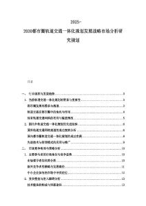 2025-2030都市圈軌道交通一體化規劃發展戰略市場分析研究規劃