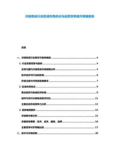 冷鏈物流行業(yè)區(qū)域布局優(yōu)化與運(yùn)營效率提升策略報(bào)告