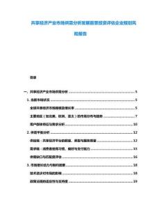 共享經濟產業市場供需分析發展前景投資評估企業規劃風險報告