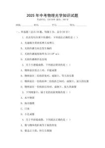 2025年中考物理光学知识试题