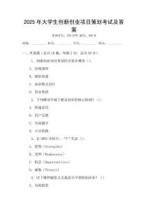 2025年大學生創新創業項目策劃考試及答案