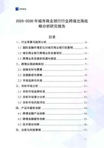 2025-2030年城市商業銀行行業跨境出海戰略分析研究報告