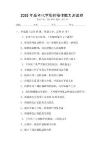 2026年高考化學實驗操作能力測試卷