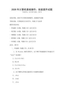2026年計算機基礎操作：技能提升試題