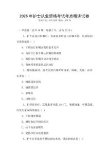 2026年護(hù)士執(zhí)業(yè)資格考試考點(diǎn)精講試卷