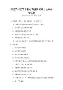 新經濟時代下農村電商發展策略與挑戰備考試卷