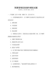 預算管理實務操作模擬試題