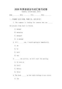 2026年英語語法與詞匯練習試卷
