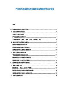 汽車后市場投資機遇與品牌運作策略研究分析報告