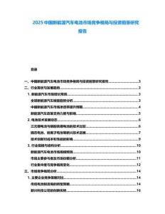 2025中國新能源汽車電池市場競爭格局與投資前景研究報(bào)告