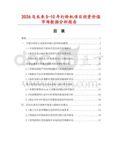 2026及未來5-10年打鈴機項目投資價值市場數據分析報告