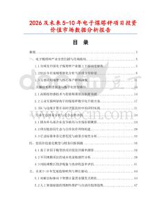 2026及未來5-10年電子煤塔秤項目投資價值市場數據分析報告