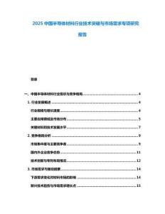 2025中國半導體材料行業(yè)技術突破與市場需求專項研究報告