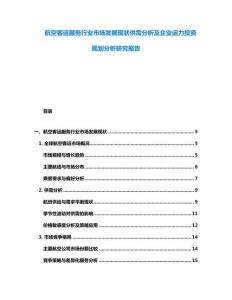 航空客運服務行業(yè)市場發(fā)展現(xiàn)狀供需分析及企業(yè)運力投資規(guī)劃分析研究報告