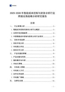 2025-2030年智能成本控制與財務分析行業(yè)跨境出海戰(zhàn)略分析研究報告