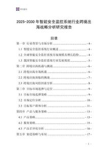 2025-2030年智能安全監(jiān)控系統(tǒng)行業(yè)跨境出海戰(zhàn)略分析研究報告