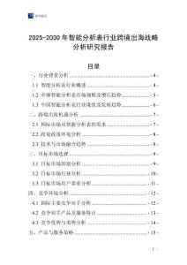 2025-2030年智能分析表行業(yè)跨境出海戰(zhàn)略分析研究報告