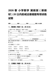 2026春小學(xué)數(shù)學(xué)冀教版（新教材）20以內(nèi)的減法易錯(cuò)題專項(xiàng)訓(xùn)練試卷附答案