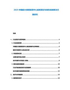 2025中國(guó)超大規(guī)模智算中心能耗管控與綠色低碳解決方案研究