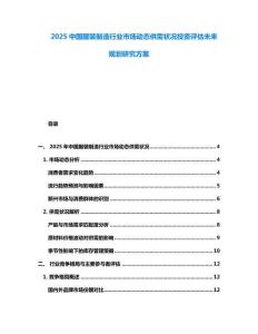 2025中國(guó)服裝制造行業(yè)市場(chǎng)動(dòng)態(tài)供需狀況投資評(píng)估未來(lái)規(guī)劃研究方案