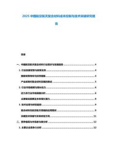 2025中國航空航天復合材料成本控制與技術突破研究報告