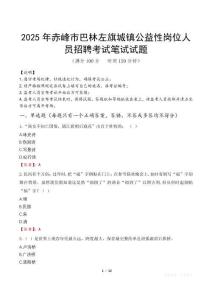 2025年赤峰市巴林左旗城鎮公益性崗位人員招聘筆試真題