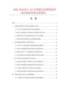 2026及未來5-10年預制汽直埋保溫管項目投資價值分析報告