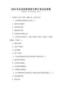 2025年企業財務管理與審計考試及答案