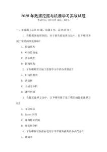 2025年數據挖掘與機器學習實戰試題