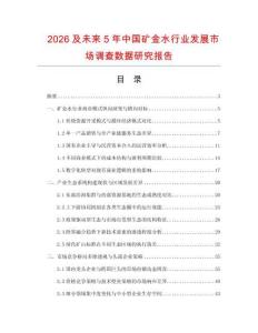 2026及未来5年中国矿金水行业发展市场调查数据研究报告