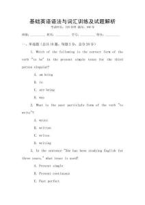 基礎英語語法與詞匯訓練及試題解析
