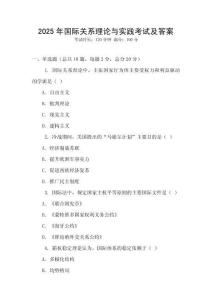 2025年國(guó)際關(guān)系理論與實(shí)踐考試及答案