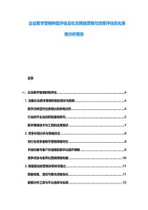 企業數字營銷轉型評估及社交網絡營銷與效果評估優化策略分析報告