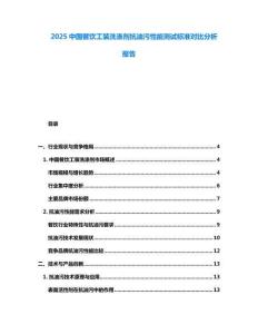 2025中國餐飲工裝洗滌劑抗油污性能測試標準對比分析報告