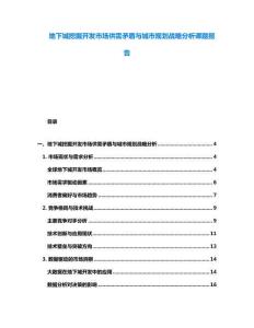 地下城挖掘開發市場供需矛盾與城市規劃戰略分析課題報告