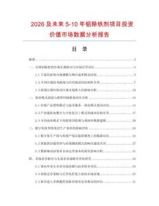 2026及未來5-10年鋁除鐵劑項目投資價值市場數據分析報告