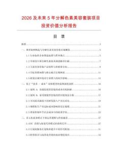 2026及未來5年分解色素美容套裝項目投資價值分析報告
