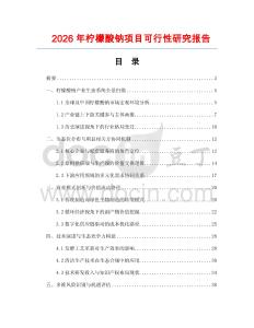 2026年檸檬酸鈉項目可行性研究報告
