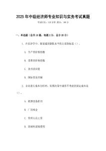 2025年中級經濟師專業知識與實務考試真題
