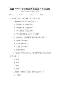 2025年中小学语文古诗文阅读与赏析试题