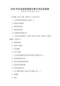 2025年企业财务管理与审计考试及答案