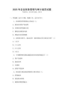 2025年企业财务管理与审计规范试题