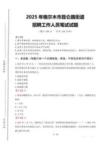 2025年格爾木市昆侖路街道招聘考試真題