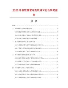 2026年銀花感冒沖劑項目可行性研究報告