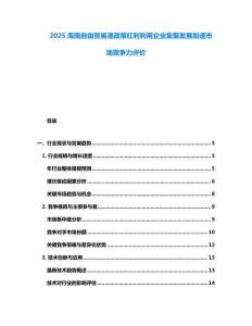 2025海南自由貿易港政策紅利利用企業集聚發展加速市場競爭力評價
